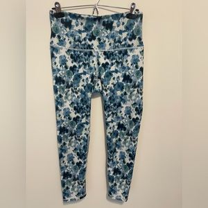 GAIAM Blue Green Floral Print High-Rise Leggings